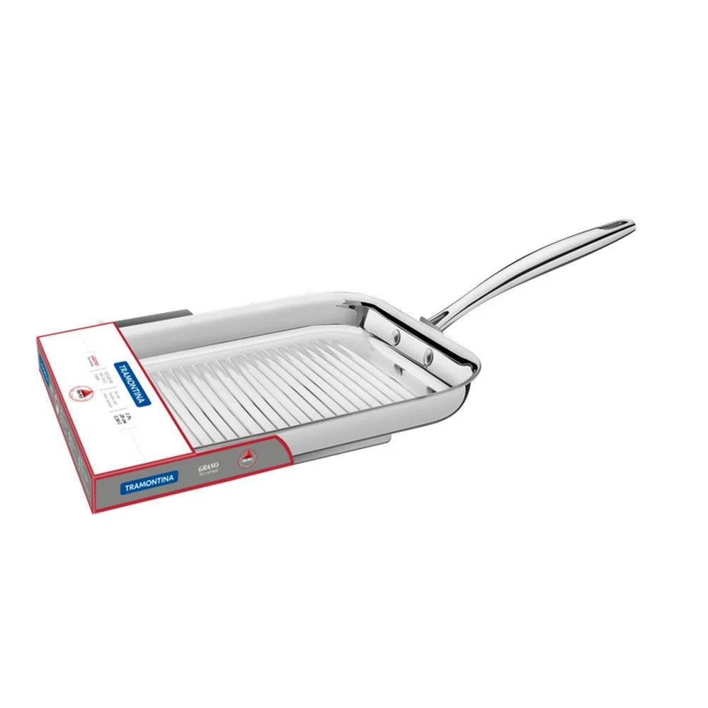 Tramontina Square Skillet Grill 30.8cm Griddle Pan Stainless Steel Healthy Cooking Sear Meats Steak Fish Grill