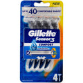 Gilette 4 Pack Shavers | Triple-Blade Razor Facial Shaving | Disposal Men's Beard Mustache Trimmer