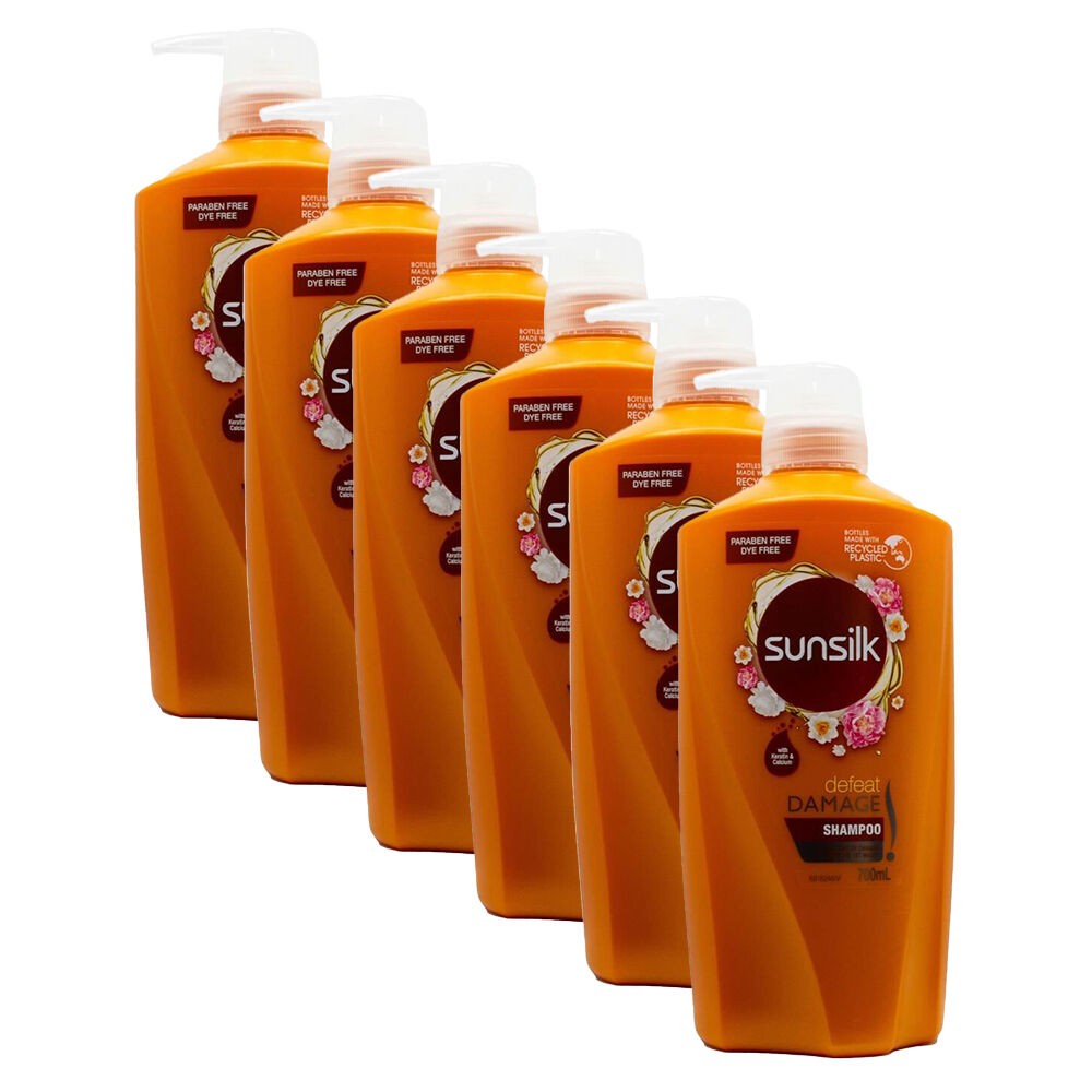6x Hair Shampoo Sunsilk Damaged Hair Repair Hair Wash Hydrating Nourishing Clean