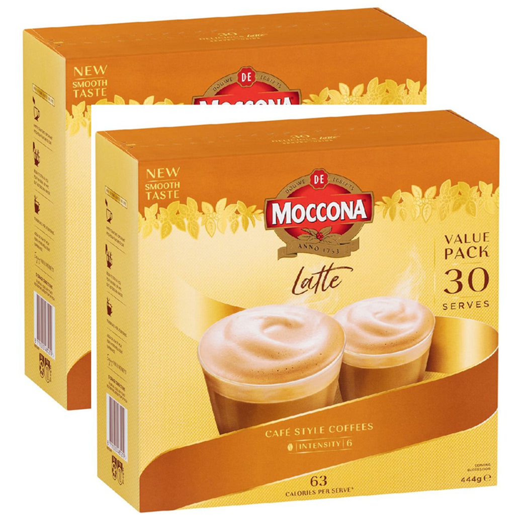 60 Pack Moccona Latte Sachets Instant Portable Coffee Cafe Style Coffee Intensity 6 Home School Camping Home Single Serve