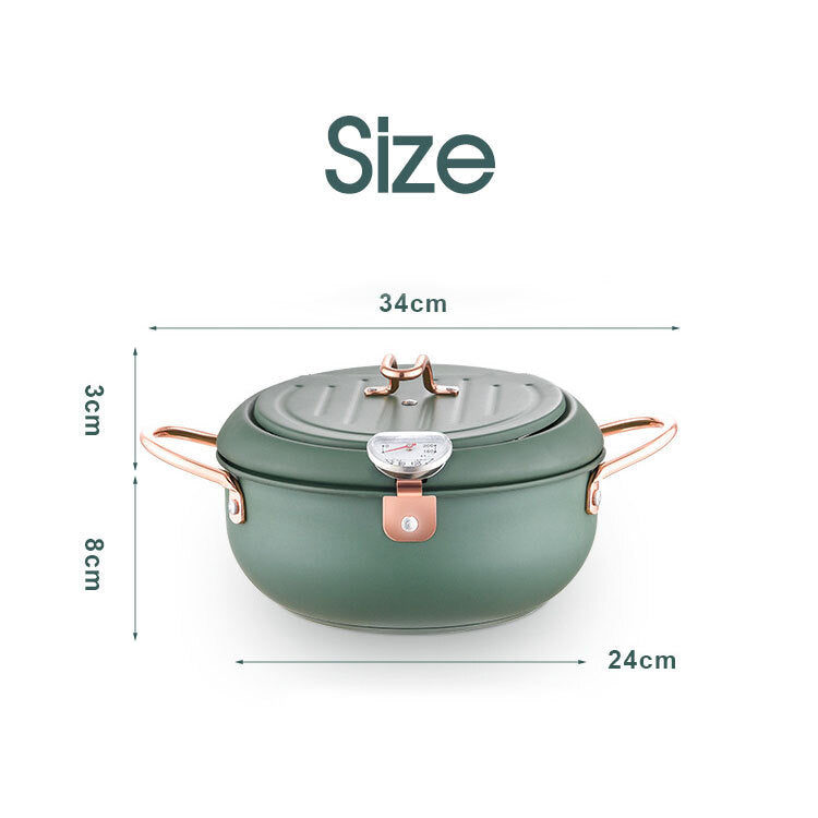 Deep Frying Mini Pot 24cm Japanese-Style Non-stick Tempura Fryer Pan Stovetop Cooker - Snack Tempura Donut Frying Pan