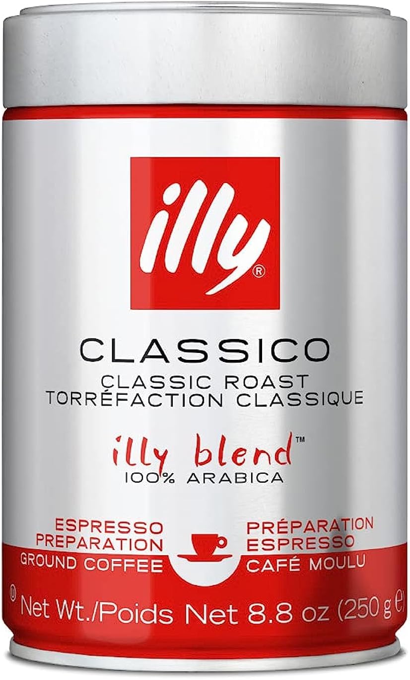 3x illy Espresso Ground Coffee Roasted Espresso Coffee 100% Arabica Beans - Classic Roast
