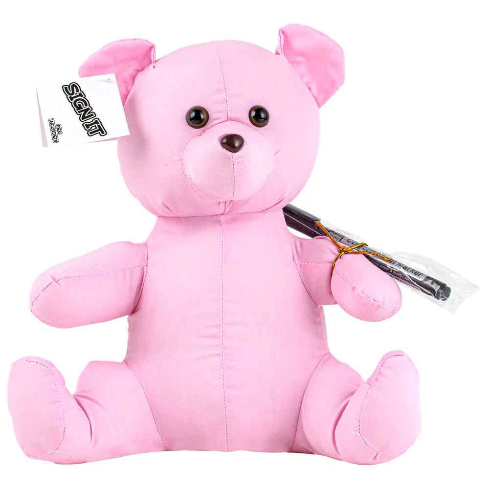 Personalised Pink Signature Stuffed Bear w/ Marker Birthday Graduation Plush Toy Teddy Bear Cubbie
