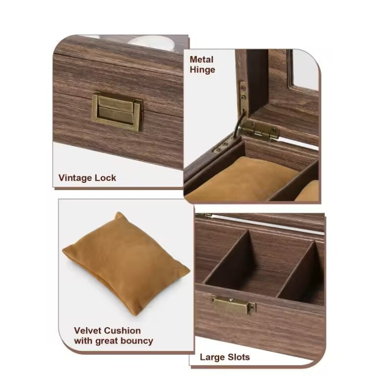 Watch Box Retro 3 Slot Wooden Storage Case Jewelry Display Organizer Gift Showcase
