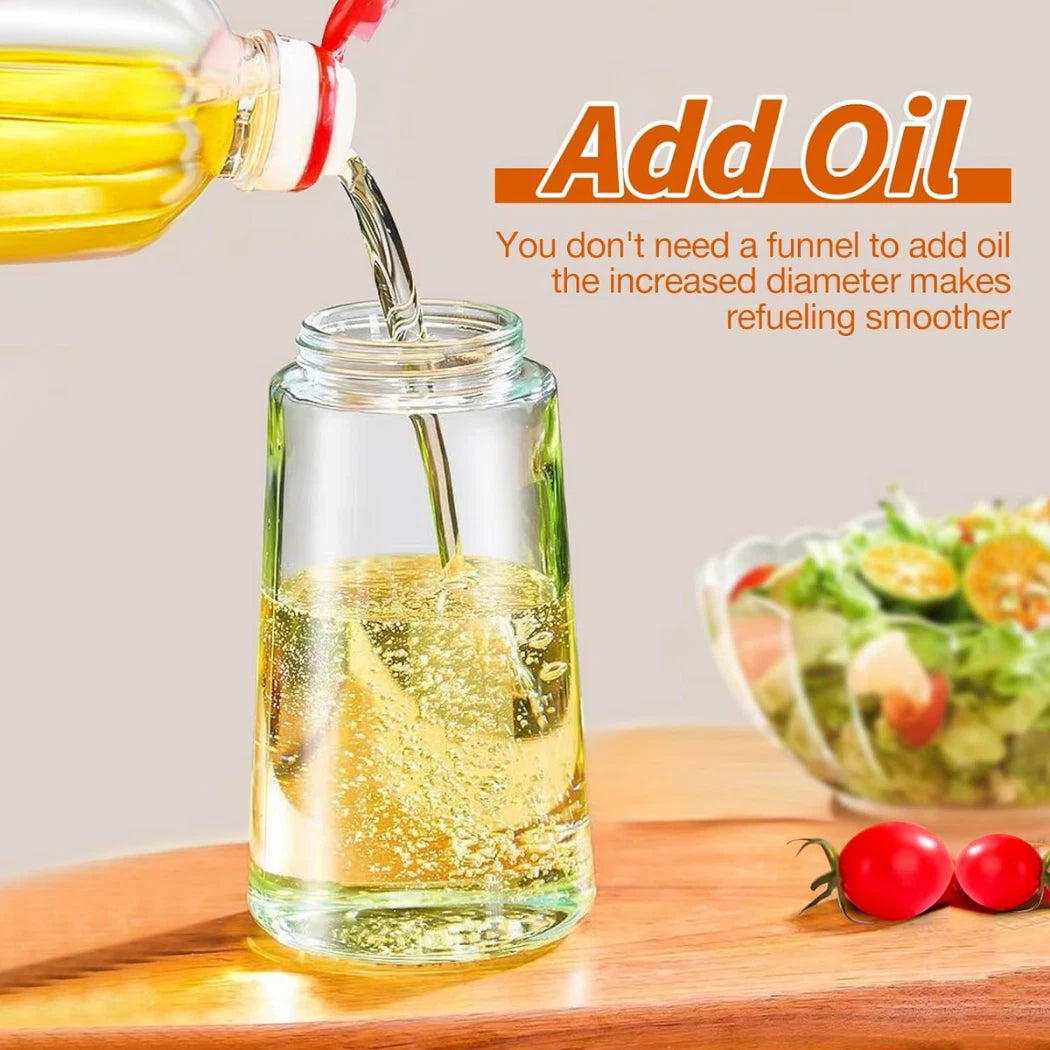 2-in-1 Oil Sprayer Dispenser Glass Spray Bottle Stream 470ml Baking Cooking Vinegar Soy Sauce Seasoning Sprayer