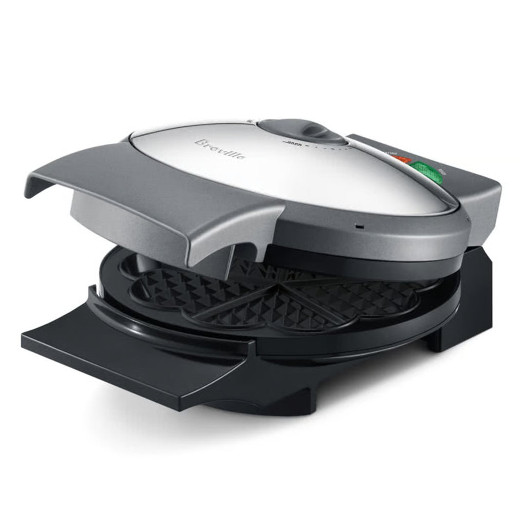 Breville Waffle Maker | Stainless Steel Heart-Shaped Scandi Waffle Machine | Breakfast Cooker Crisp Control Light Fluffy