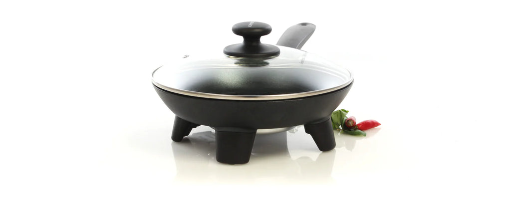 Electric Frypan 24cm Mini Frying Pan 1100W Non-Stick Cooking Portable Meal Maker