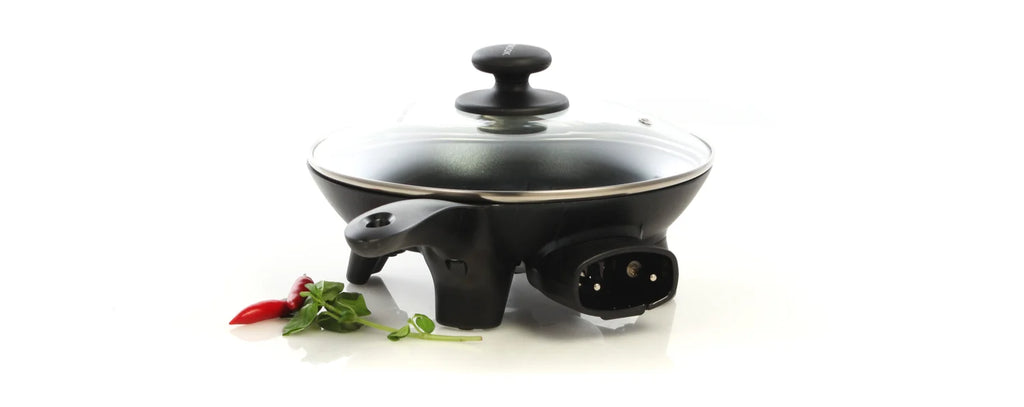 Electric Frypan 24cm Mini Frying Pan 1100W Non-Stick Cooking Portable Meal Maker