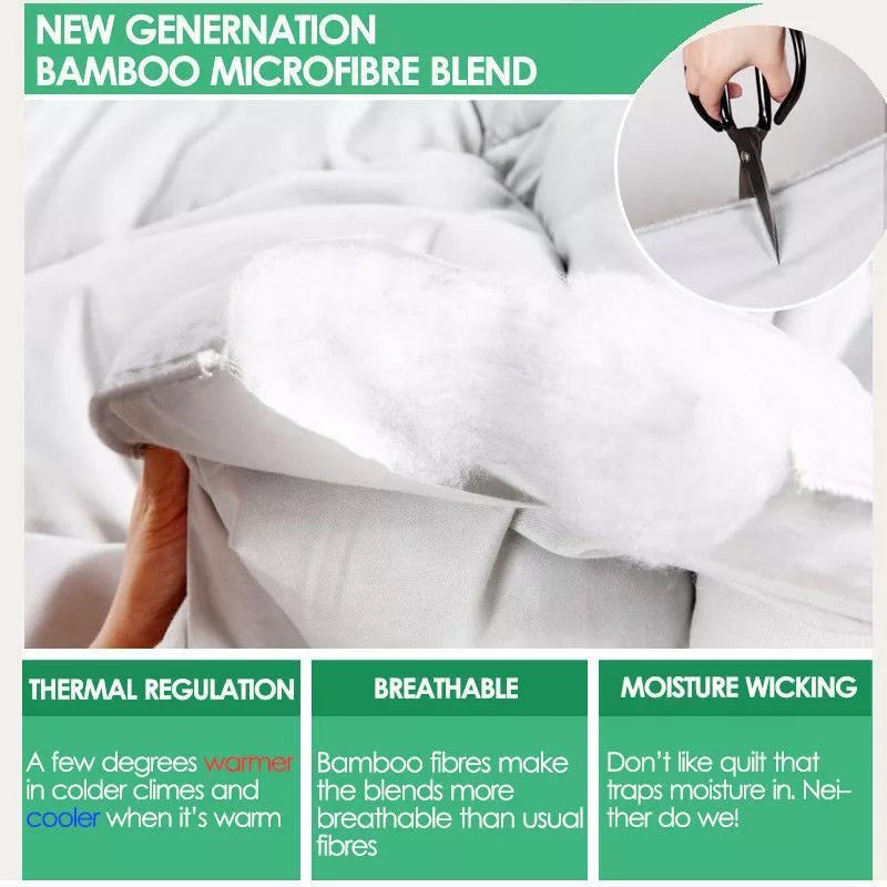 Queen Sized Microfibre Bamboo Quilt | 400GSM Doona Duvet Bedding AUS MADE | Machine Washable
