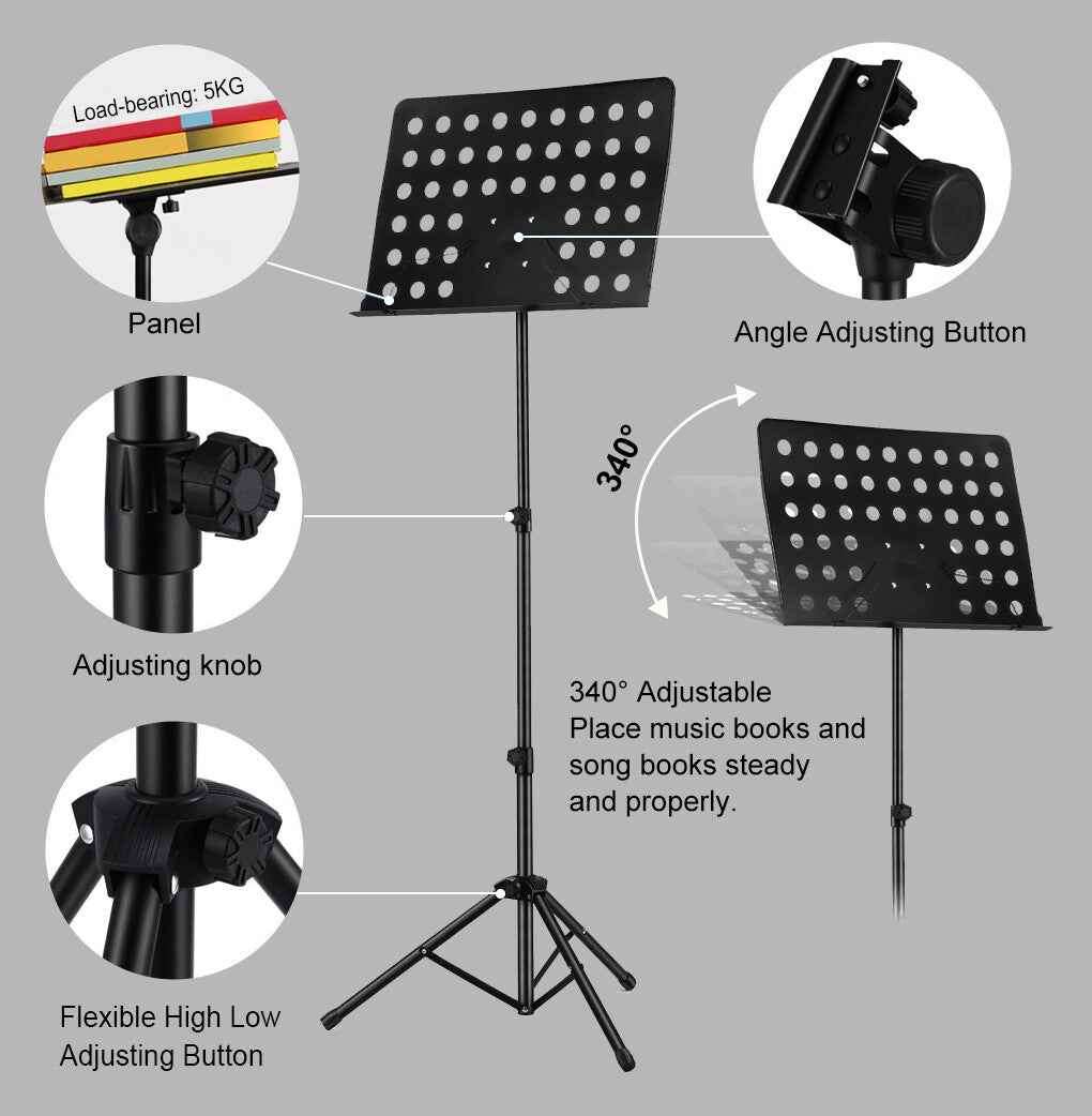 Sheet Music Stand Lecturn Traditional Instrument Adjustable Folding Professional Large Musicians