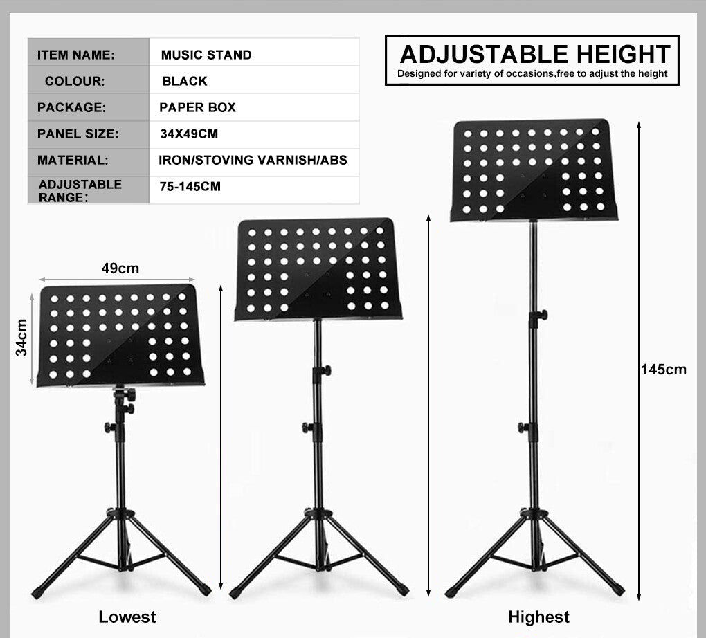 Sheet Music Stand Lecturn Traditional Instrument Adjustable Folding Professional Large Musicians