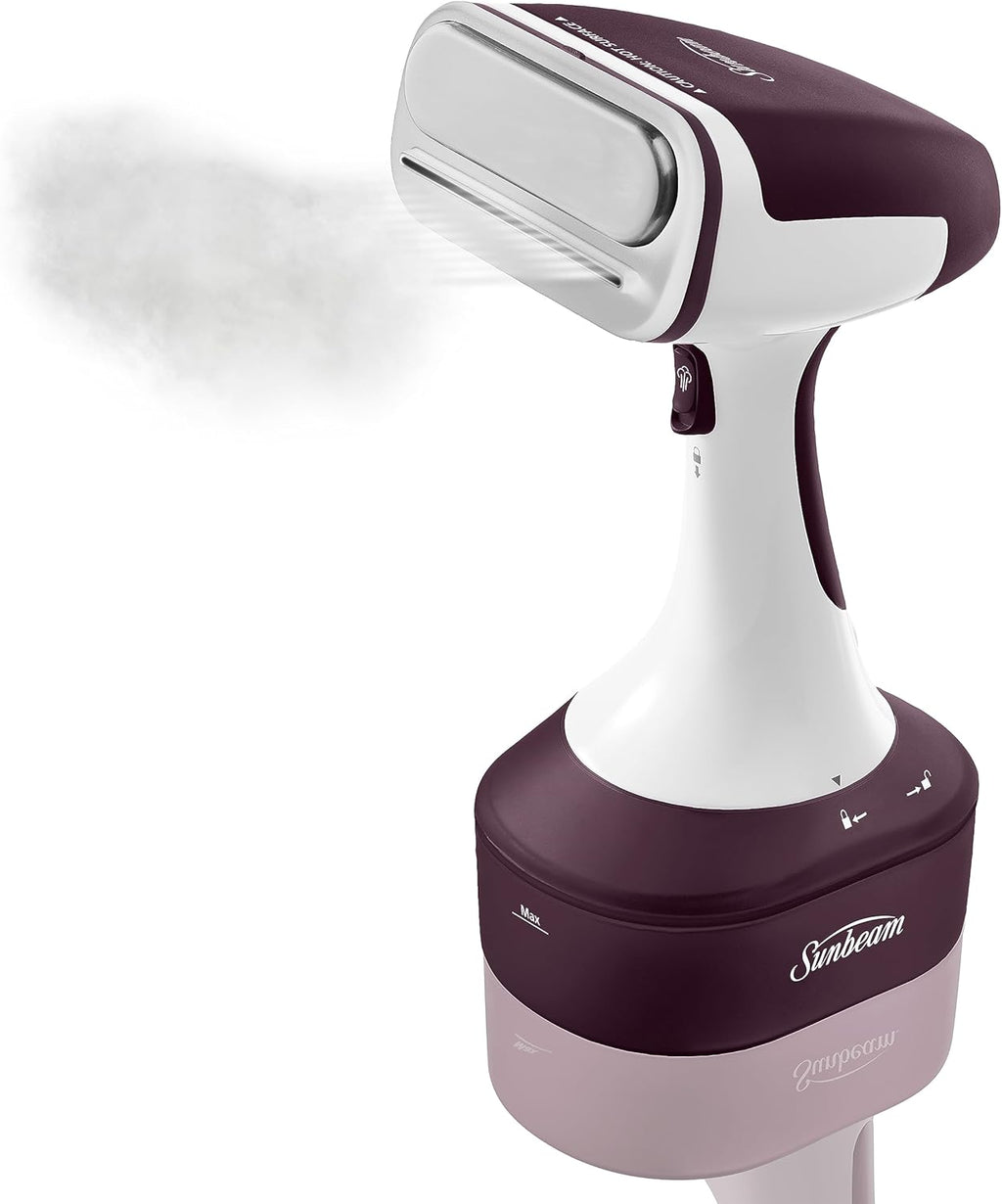 Sunbeam Garment Steamer Electric Clothes Fabric Portable Handheld Heat Resistant Iron, Fast Heat-Up, Curtain Cushion Bed Steamer