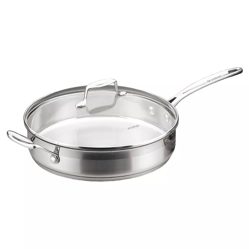 Scanpan 28cm Stainless Steel Frypan Fry Frying Saute Pan Oven Safe w/ Glass Lid