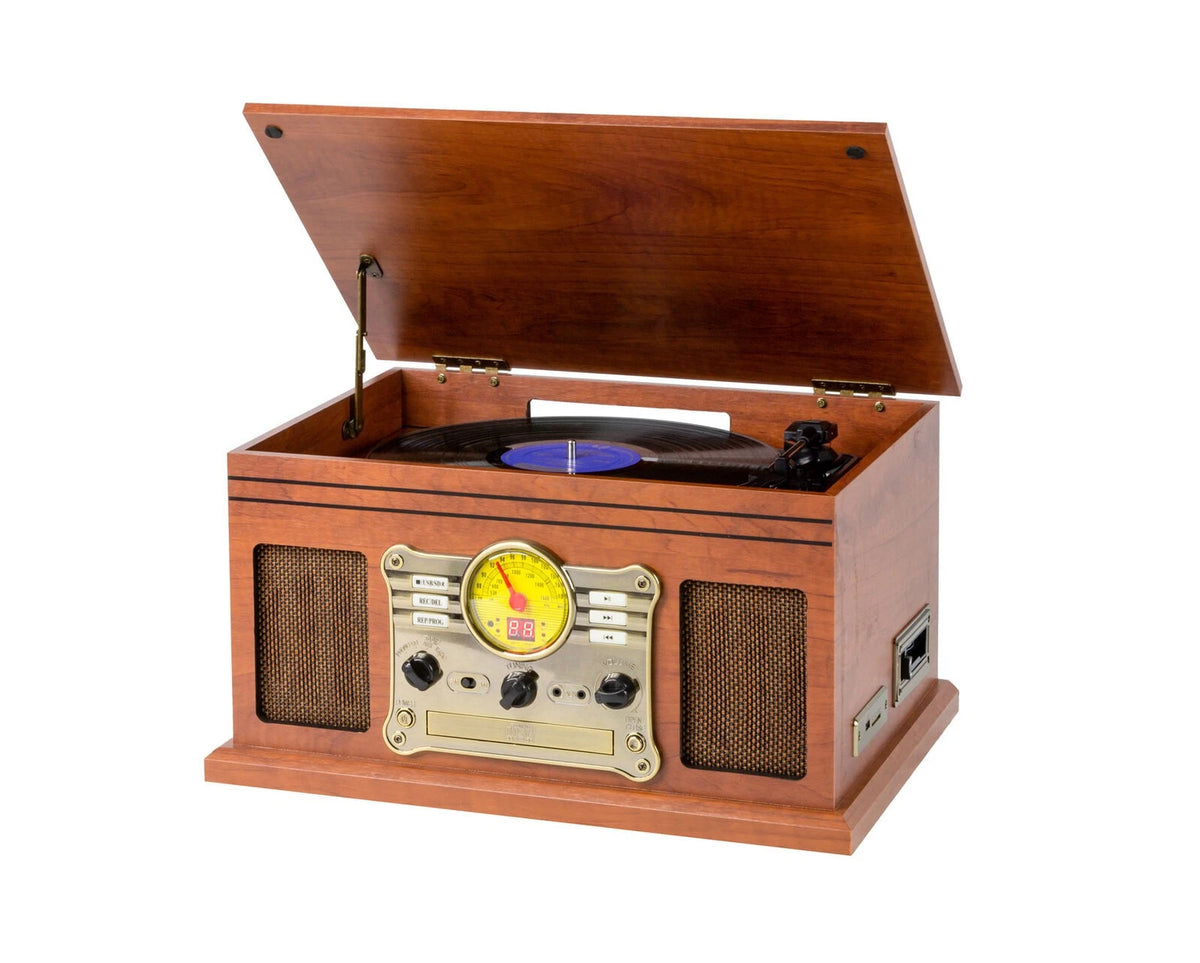 Vintage Bluetooth Speaker | Retro Turntable Vinyl Record Player CD Player AM/FM Radio Cassette