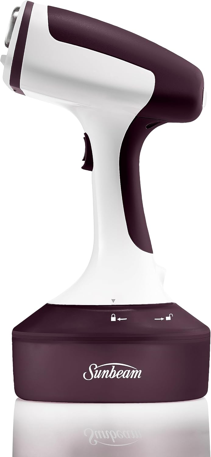 Sunbeam Garment Steamer Electric Clothes Fabric Portable Handheld Heat Resistant Iron, Fast Heat-Up, Curtain Cushion Bed Steamer