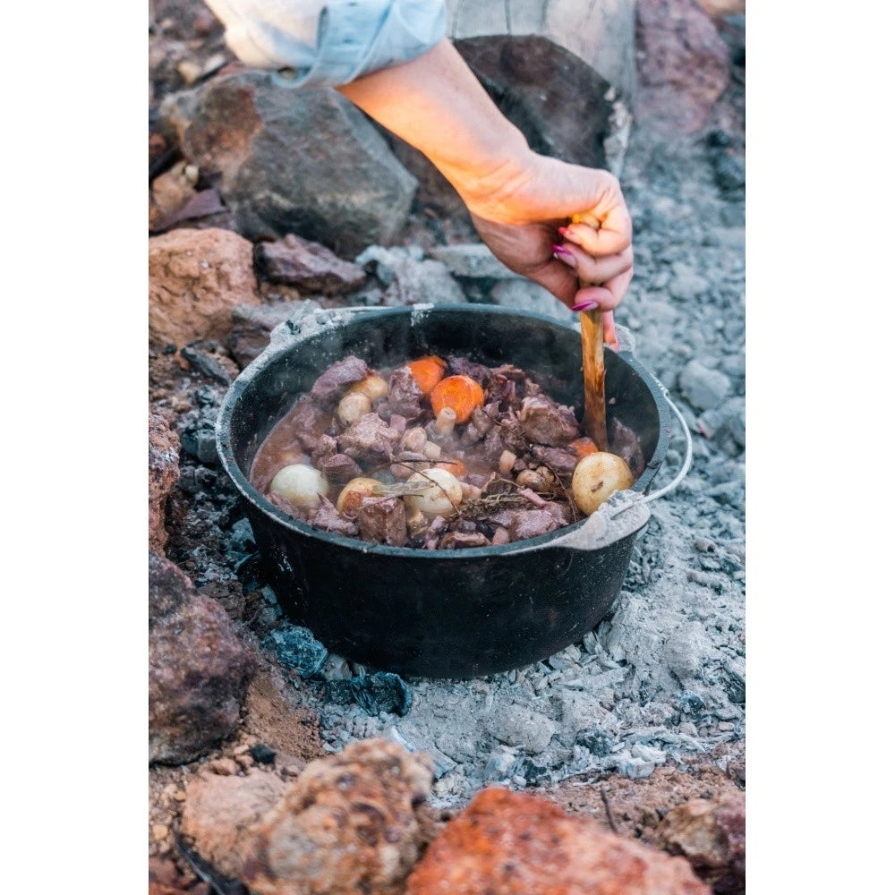 Cast Iron Camping Cookware 31cm Campfire Oven Pot Campsite Cooking Outdoor - Heavy Duty