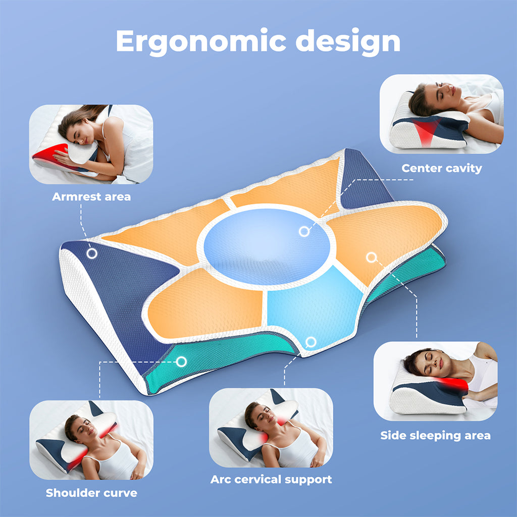 Premium Memory Foam Dual Height High density Pillow Back Side Stomach Sleeper Bedding Guest