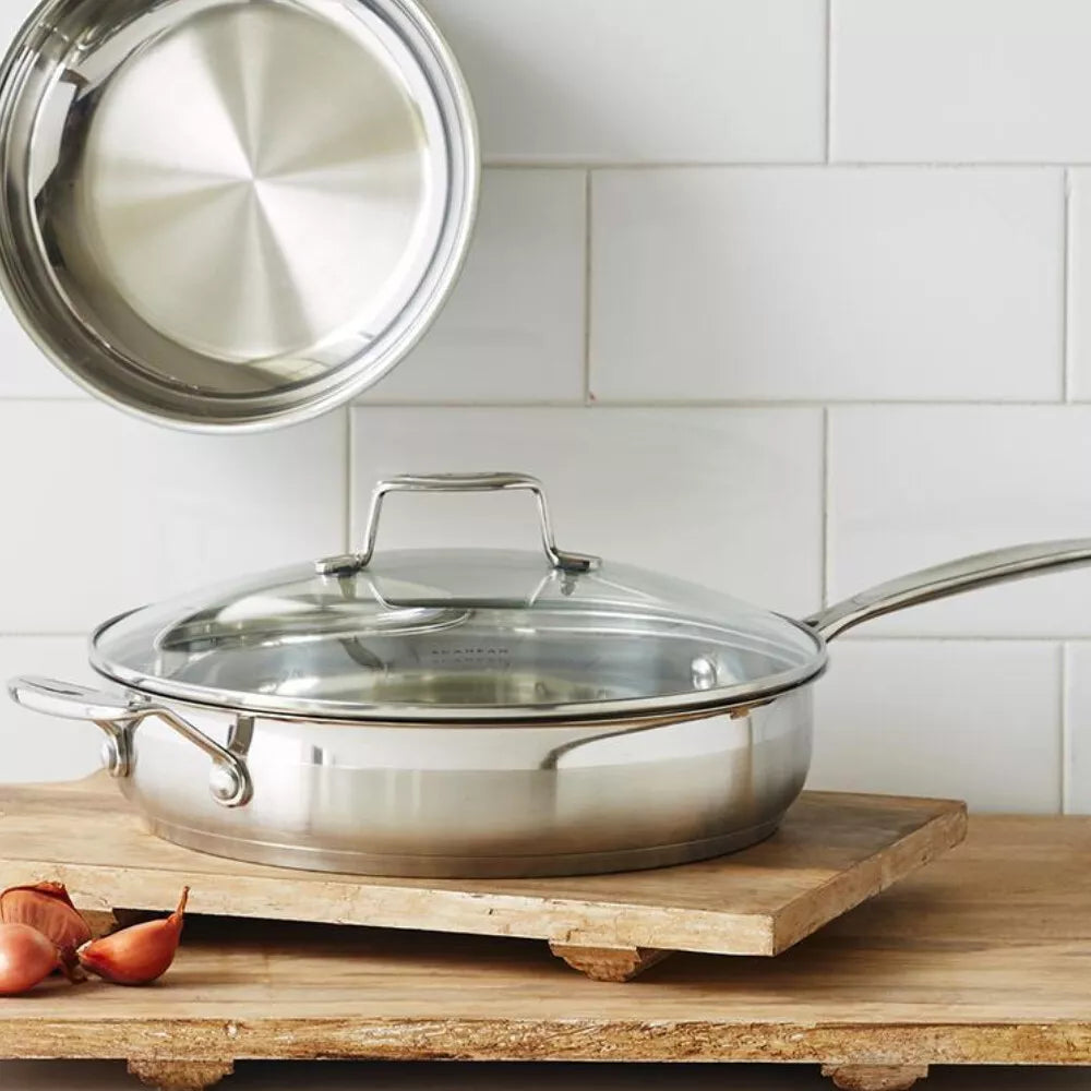 Scanpan 28cm Stainless Steel Frypan Fry Frying Saute Pan Oven Safe w/ Glass Lid