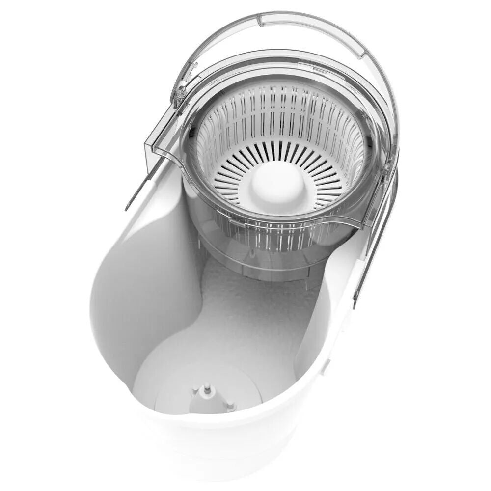 White Magic Microfibre Spin Mop Wet Floor Cleaning Wringing Bucket Hard Wood Tile Cleaning