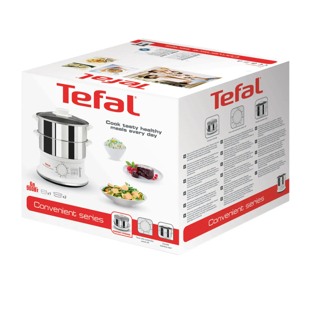 Tefal Food Steamer 6L | Meat Vegetable Steaming Cooking Appliance | Electric 3 Tier Cooker