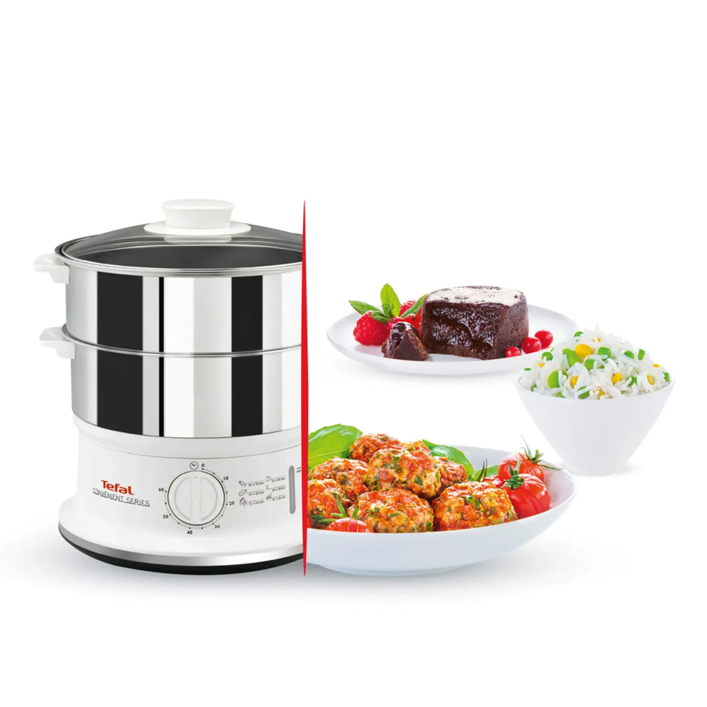 Tefal Food Steamer 6L | Meat Vegetable Steaming Cooking Appliance | Electric 3 Tier Cooker