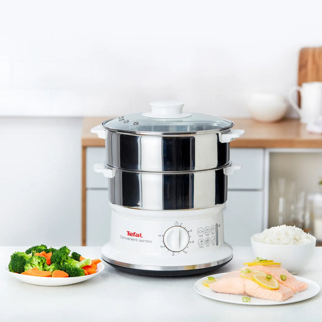 Tefal Food Steamer 6L | Meat Vegetable Steaming Cooking Appliance | Electric 3 Tier Cooker