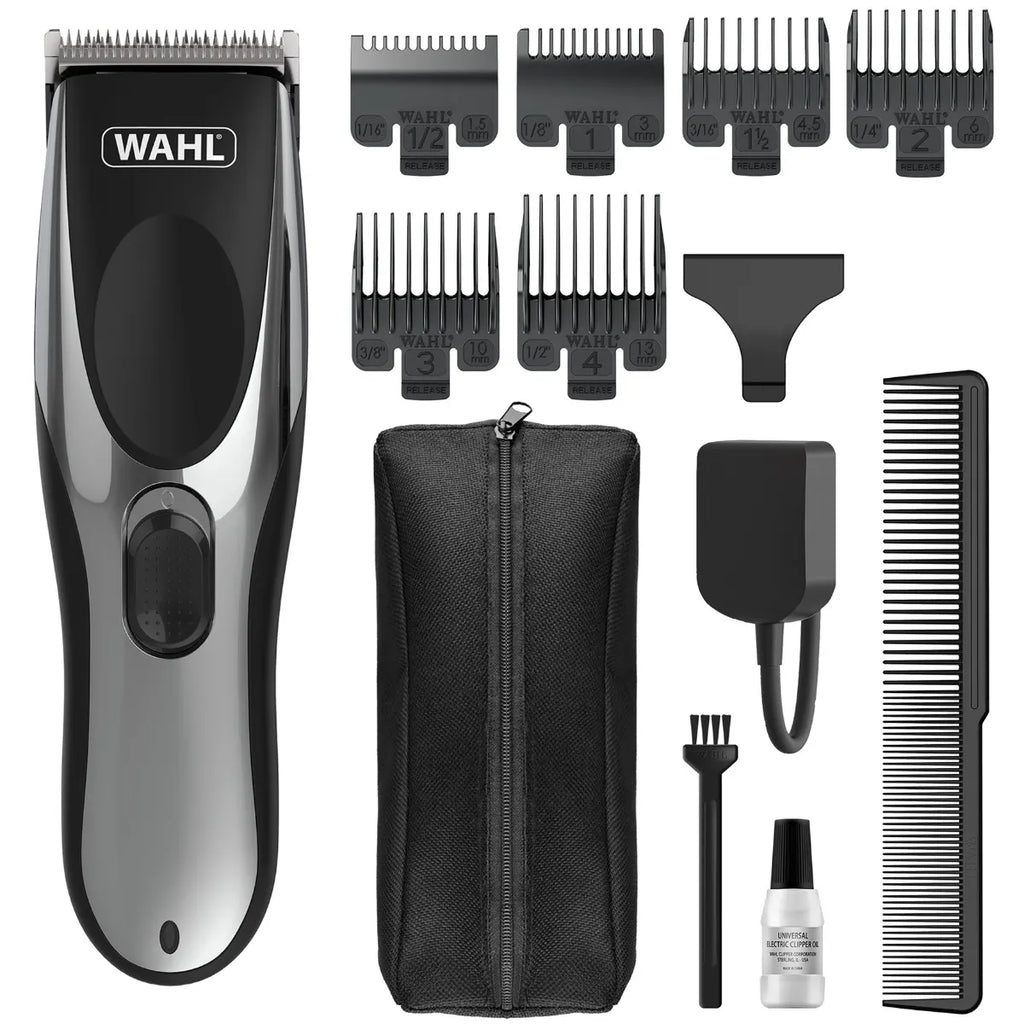 Wahl Cordless Men's Easy Clipper Rechargeable Hair Cutting Beard Trimmer Precision Cutting w/ 6 Guide Combs