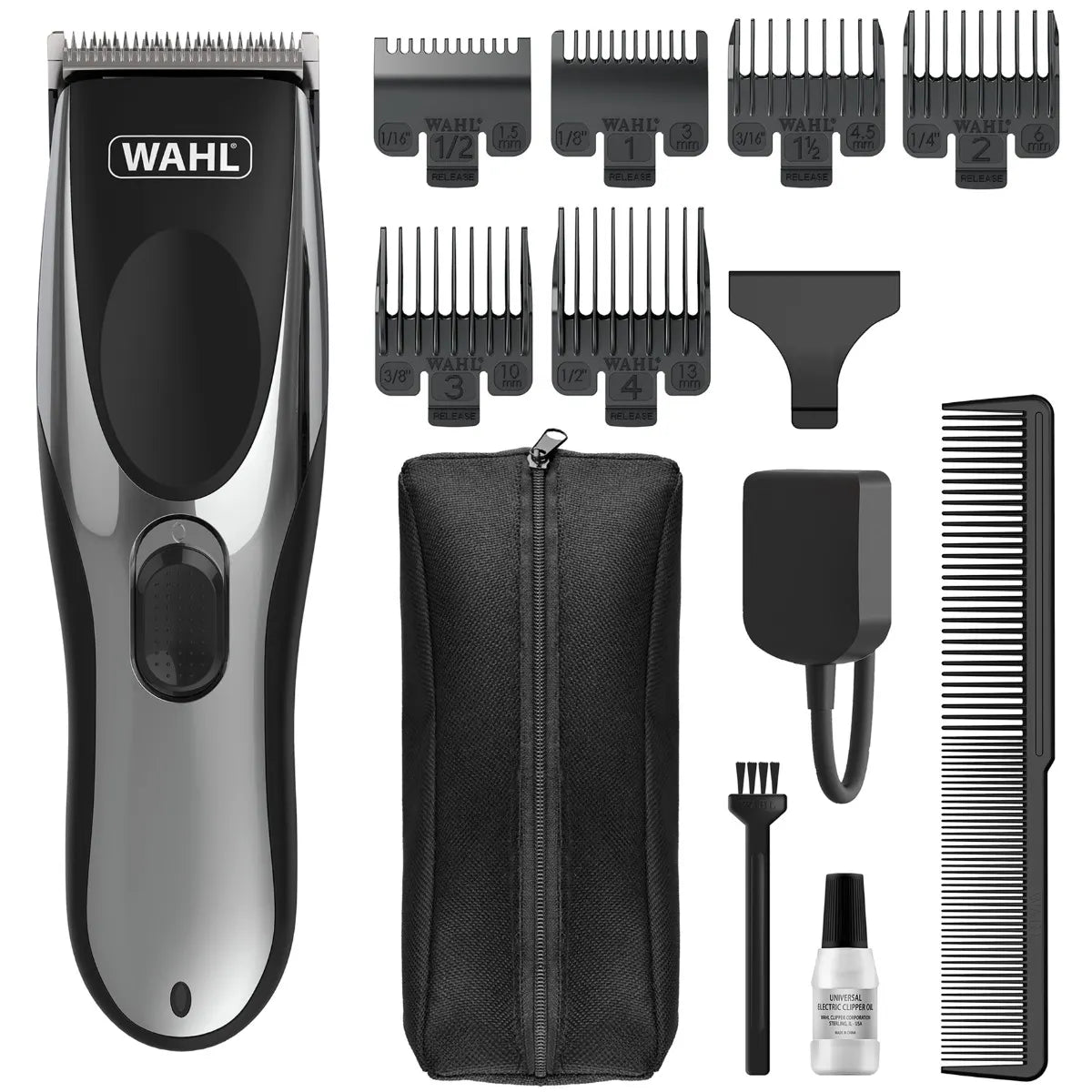 Wahl Cordless Men's Easy Clipper Rechargeable Hair Cutting Beard Trimmer Precision Cutting w/ 6 Guide Combs