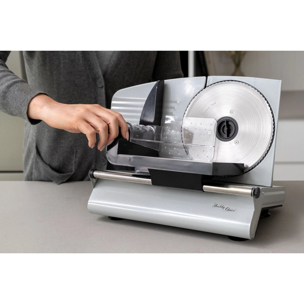 Electric Meat Slicer Deli Cuts Meat Cheese Bread Slicing Machine Premium 200W Stainless Steel