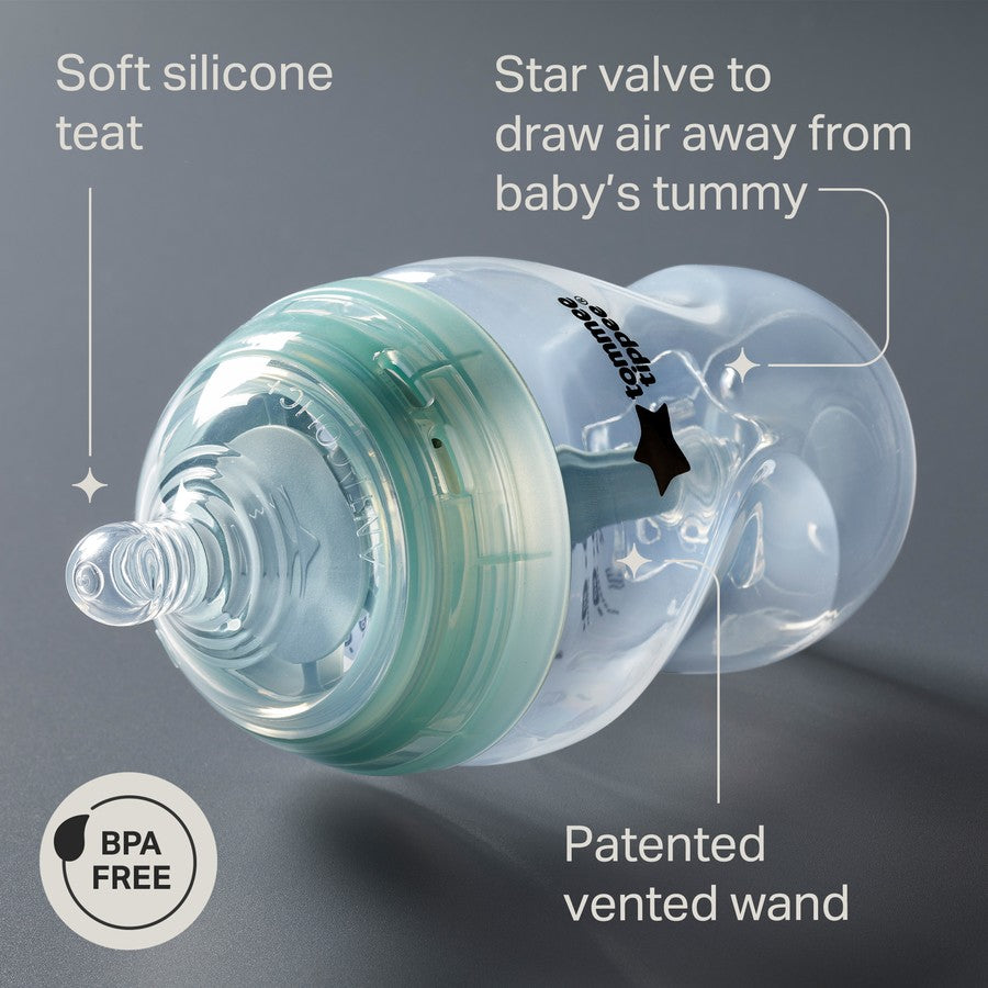 Tommee Tippee Baby Bottles Newborn Anti-Colic Feeding Breast-Like Teat Formula, Anti-Colic Technology, 100% Leakproof Natural Latch