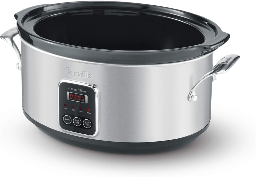 Breville Slow Cooker 6L Stainless Steel Meat Family Slow Cooking, Tender Slow Cooked Stew Curry Soup Lamb Beef Pull-Apart Meat, Kitchen Appliance