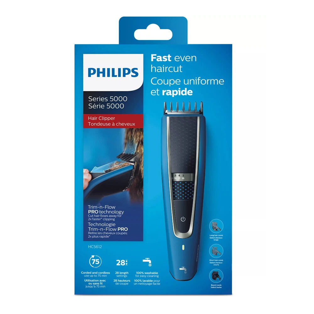 Philips Hair Clipper Men's Home Barber Cordless Trimmer Rechargeable Haircutting 28 Length 0.5-28mm Stainless Steel Blades