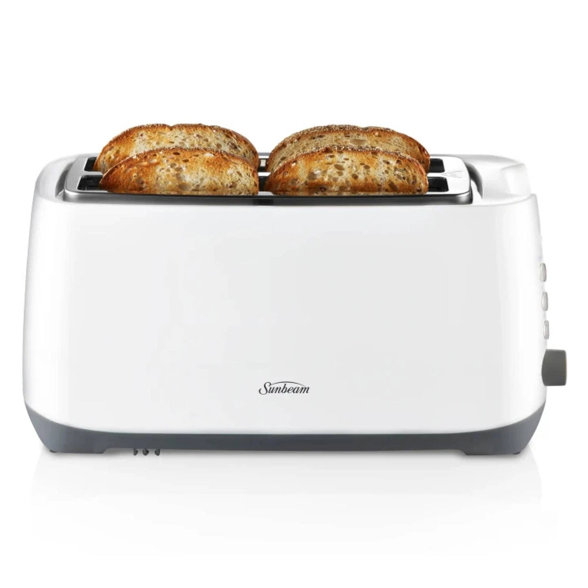 Sunbeam 4 Slice Toaster, White Electric Bread Toast Maker, Modern Kitchen Appliance