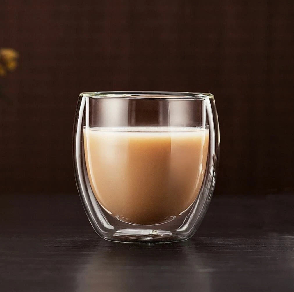 6x Hot Cold Drink Beverage Cups Mugs Double Wall Tea Coffee Espresso Latte Cappuccino Water Cocktail Mocktail 250ml