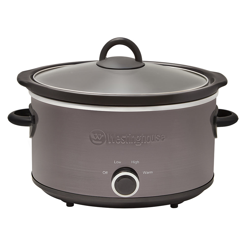 Westinghouse 3.5L | 210W Electric Slow Cooker w/Ceramic Pot | Stainless Steel Black