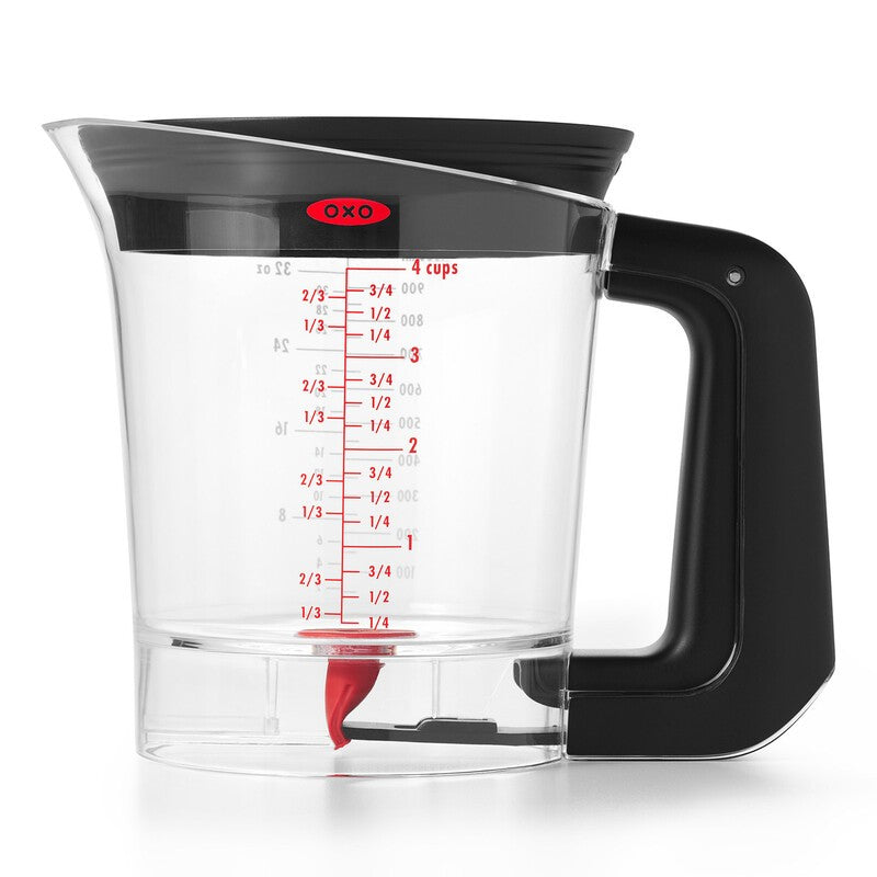 OXO Fat Separator 4 CUP Oil Fat Strainer with Bottom Release - Oil Straining Dispenser Fat Strainer