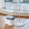 White Magic Microfibre Spin Mop Wet Floor Cleaning Wringing Bucket Hard Wood Tile Cleaning