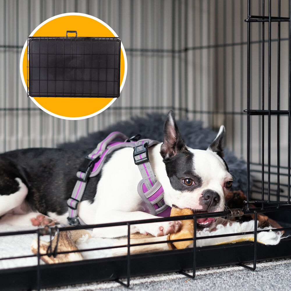 4Paws Foldable Metal Wire Portable Travel Pet Cage w/ ABS Tray 106x77cm Black