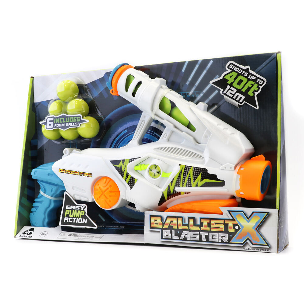 Kids Ball Blaster Set of 2 | Ballist-X Dragon Fire Foam Ball Launcher | Outdoor Toy Gun | Pump Action