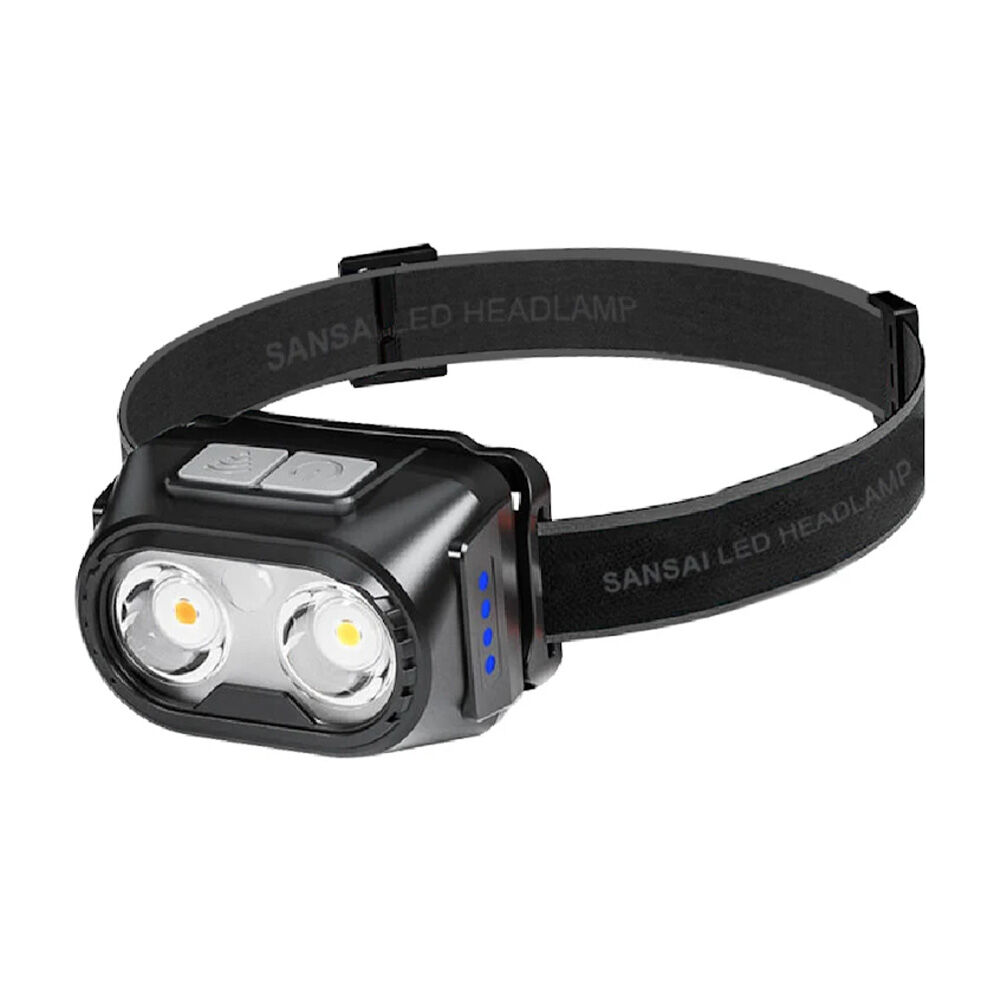 Motion Sensor LED Headlamp | Sansai Rechargeable Hands-Free Head Torch | Adjustable Strap