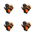 4PK AgBoss Premium Flexible Work Glove W/ Wrist Strap Black and Orange Large