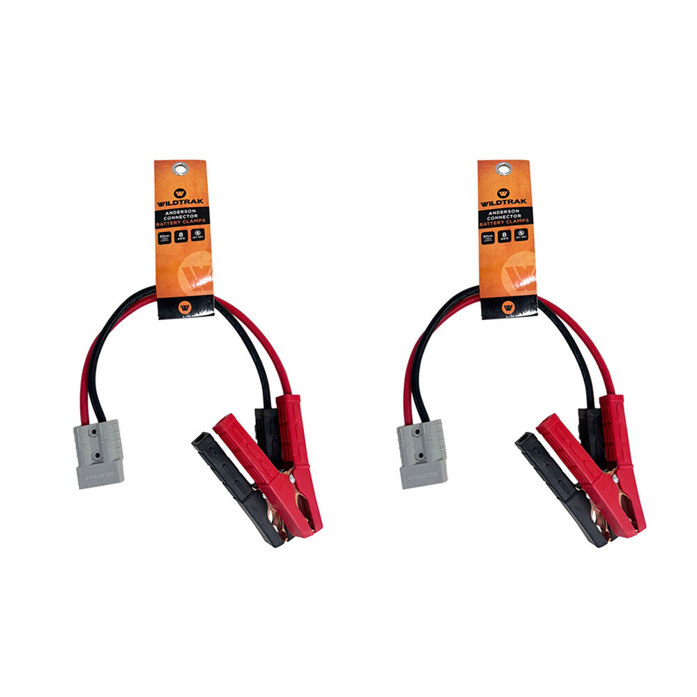 Wildtrak 50A Anderson Plug Battery Clamps | 2 pk Heavy Duty 8AWG Cable 30cm | Quick Connect | Caravan & Trailer Wiring | Off-Grid Power Setup
