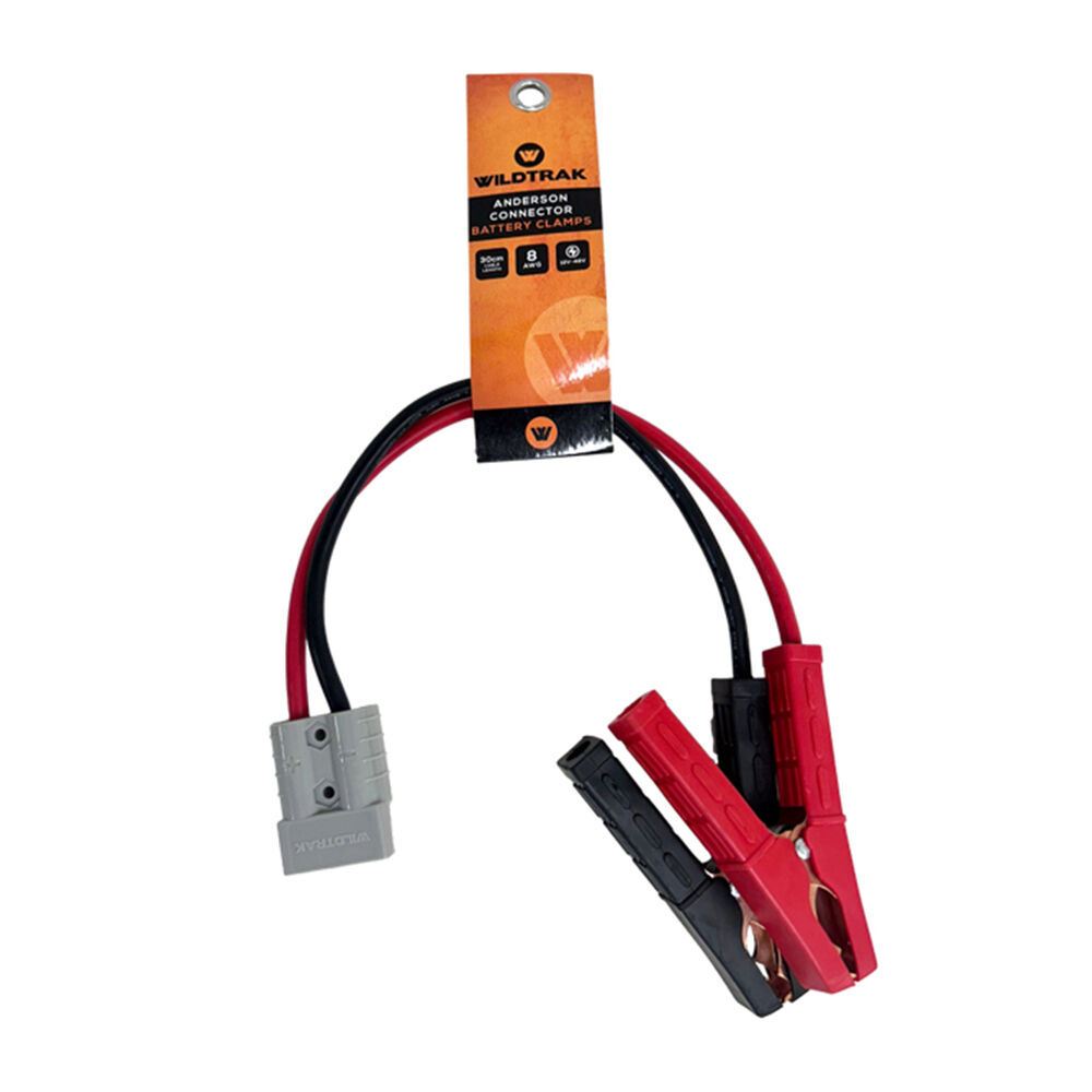Wildtrak 50A Anderson Plug Battery Clamps | 2 pk Heavy Duty 8AWG Cable 30cm | Quick Connect | Caravan & Trailer Wiring | Off-Grid Power Setup