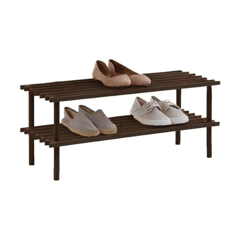 Two Tier Shoe Rack Organiser | 2PK Braz Wooden| Up To 6 Pairs