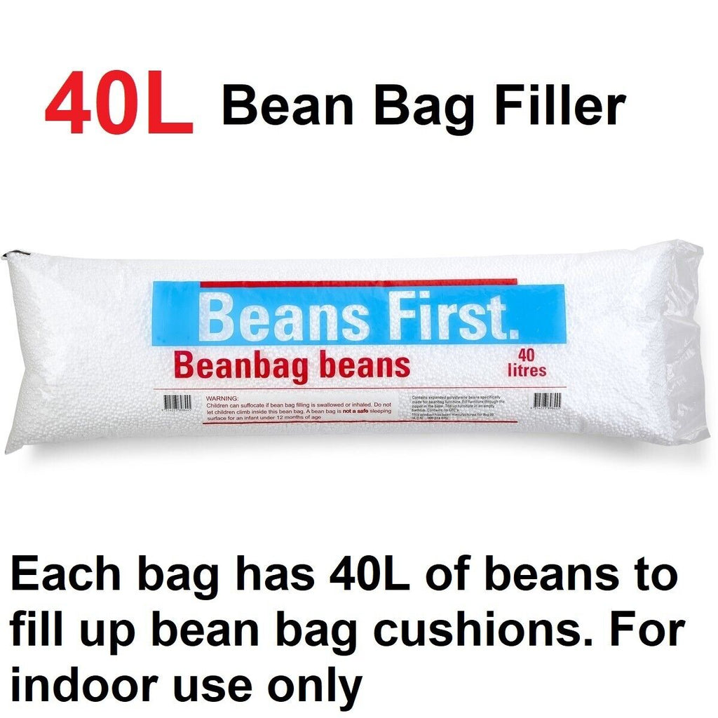 40L Bean Bag Refill Beans Polystyrene Beads Poly Filler Filling Fill