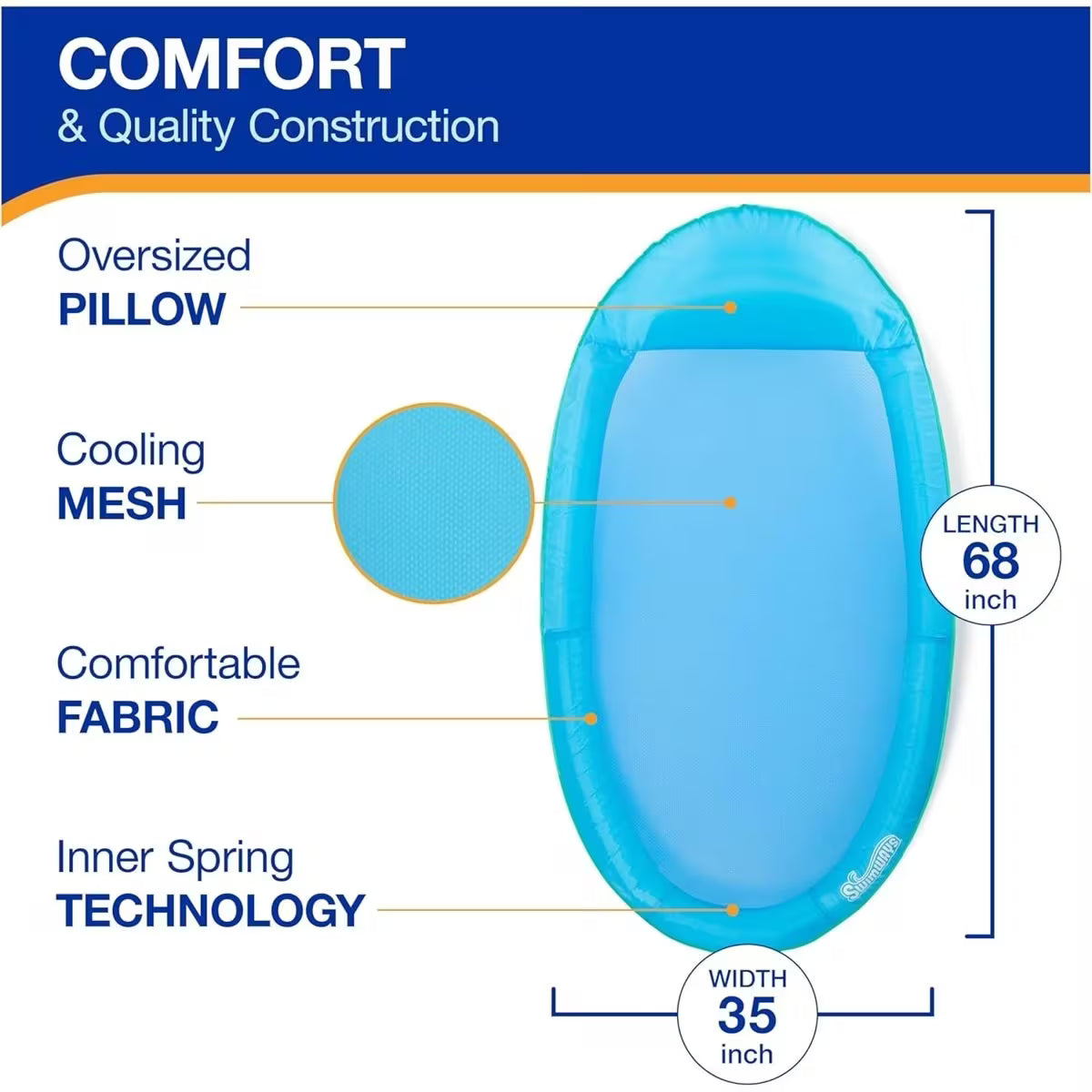 Inflatable Portable Swimming Chair | Floating Water Hammock Float Pool Bed Toy