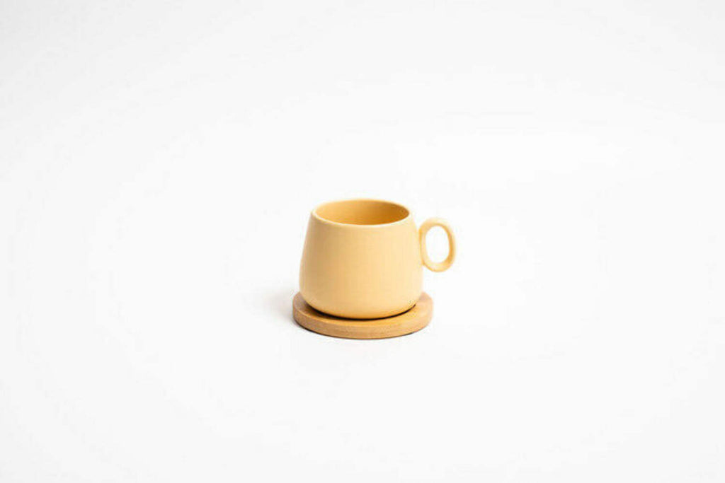 4x Colourful Ceramic Mugs Tea Coffee Hot Cold Drink Beverage Cups with Bamboo Coasters