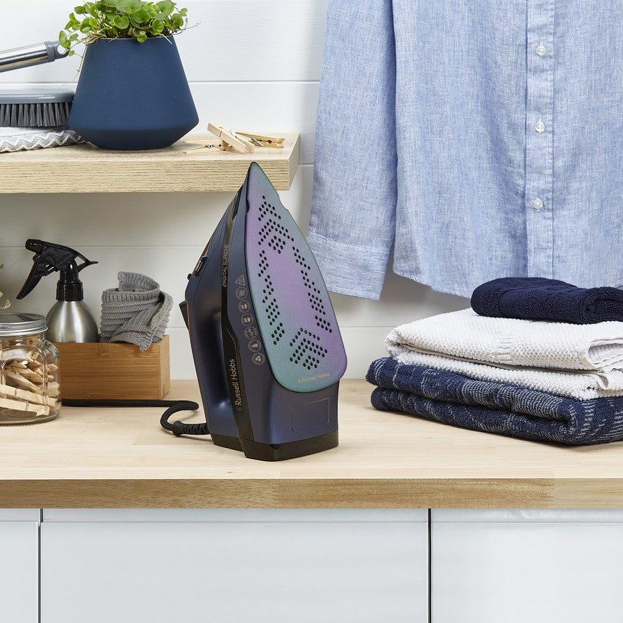 Russell Hobbs 2400W Steam Iron | Garment Clothes Crease Remover Fabric | Ceramic Soleplates | 50g continuous steam