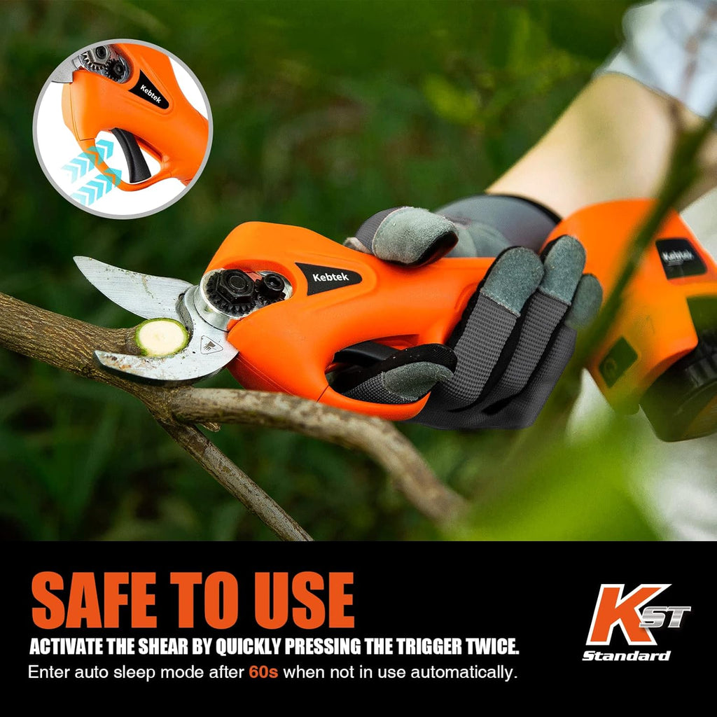 Pruning Shear | Battery Powered | Kebtek Electric Pruning Shears | Cordless Portable Electric Pruner with 2Pack 2Ah Rechargable Batteries | 16.8V 25MM(0.98Inch) Cutting Diameter
