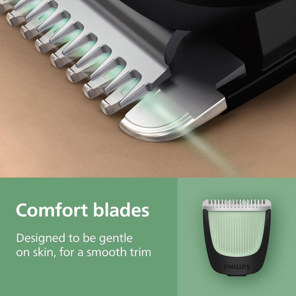 Philips Mens Cordless Head and Beard Trimmer All-In-One Shaver Head Clipper Haircutting Set, 7 Attachments